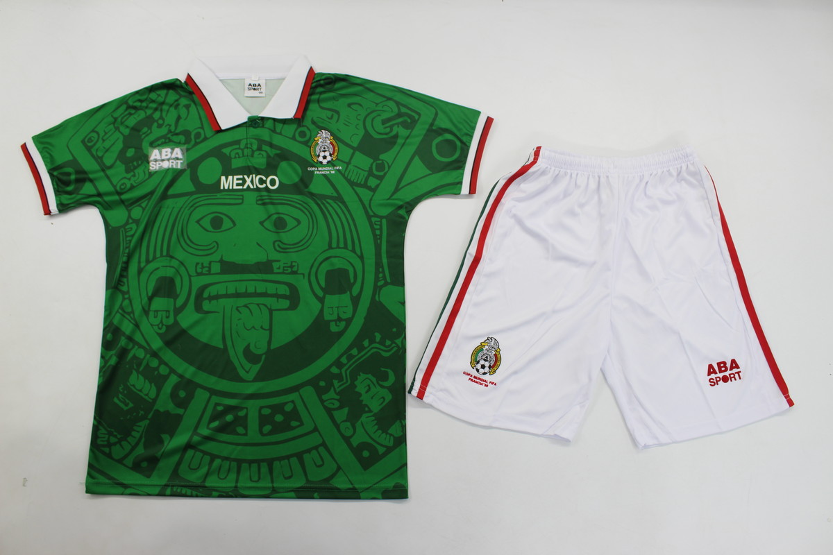 Kids-Mexico 1998 World Cup Home Soccer Jersey